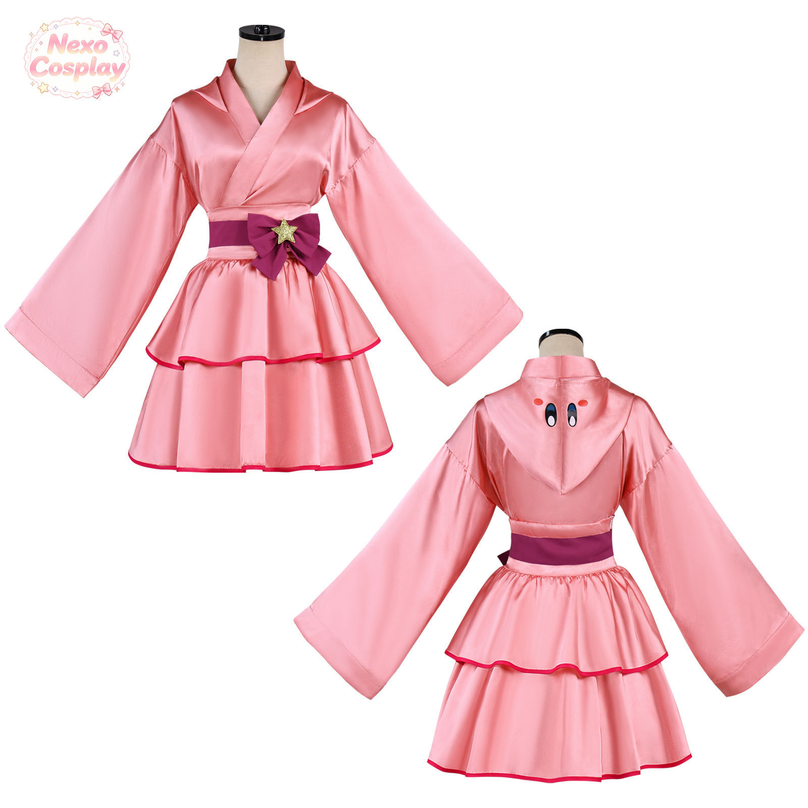 Anime Cosplay Kimono - Fantasia de Cosplay Rosa: Kimono com