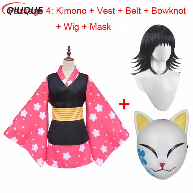Anime Cosplay Kimono - Makomo cosplay traje quimono uniforme máscara