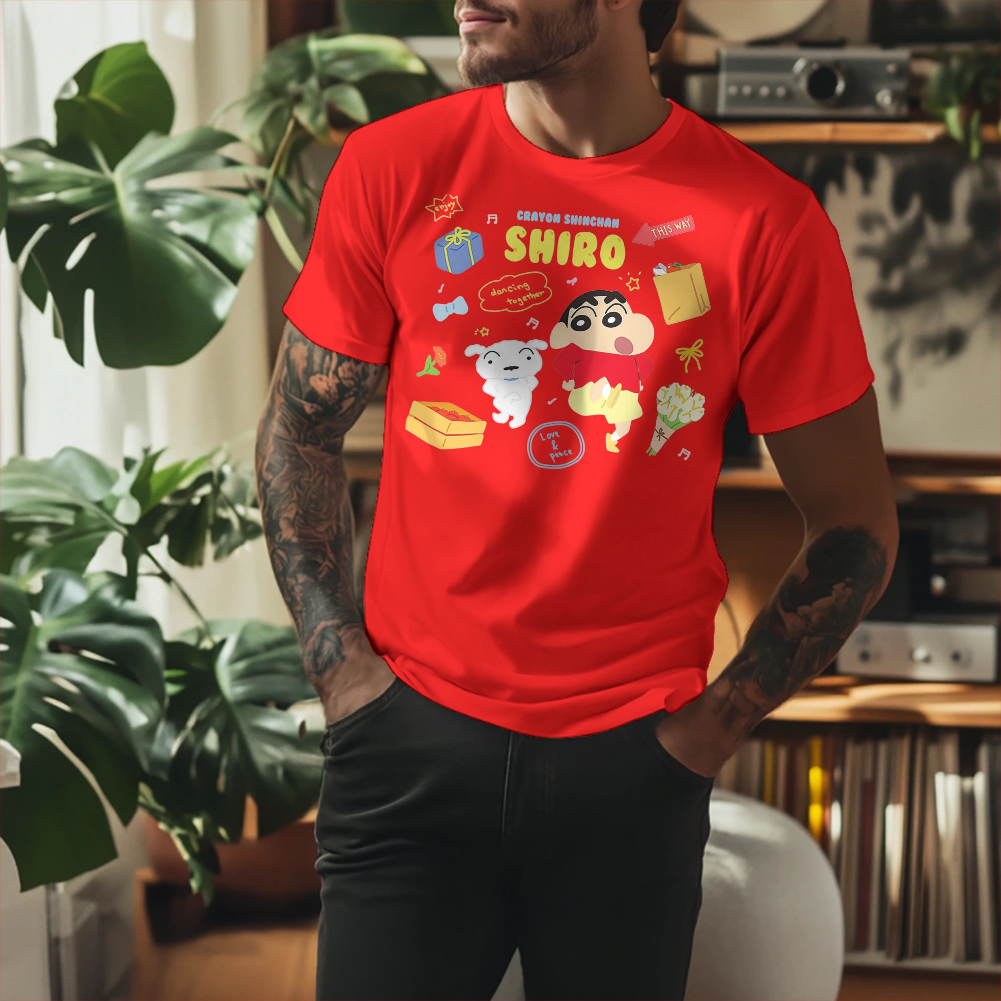 Anime Cosplay Ideas Male - Camiseta Crayon Shin-chan para Homens e