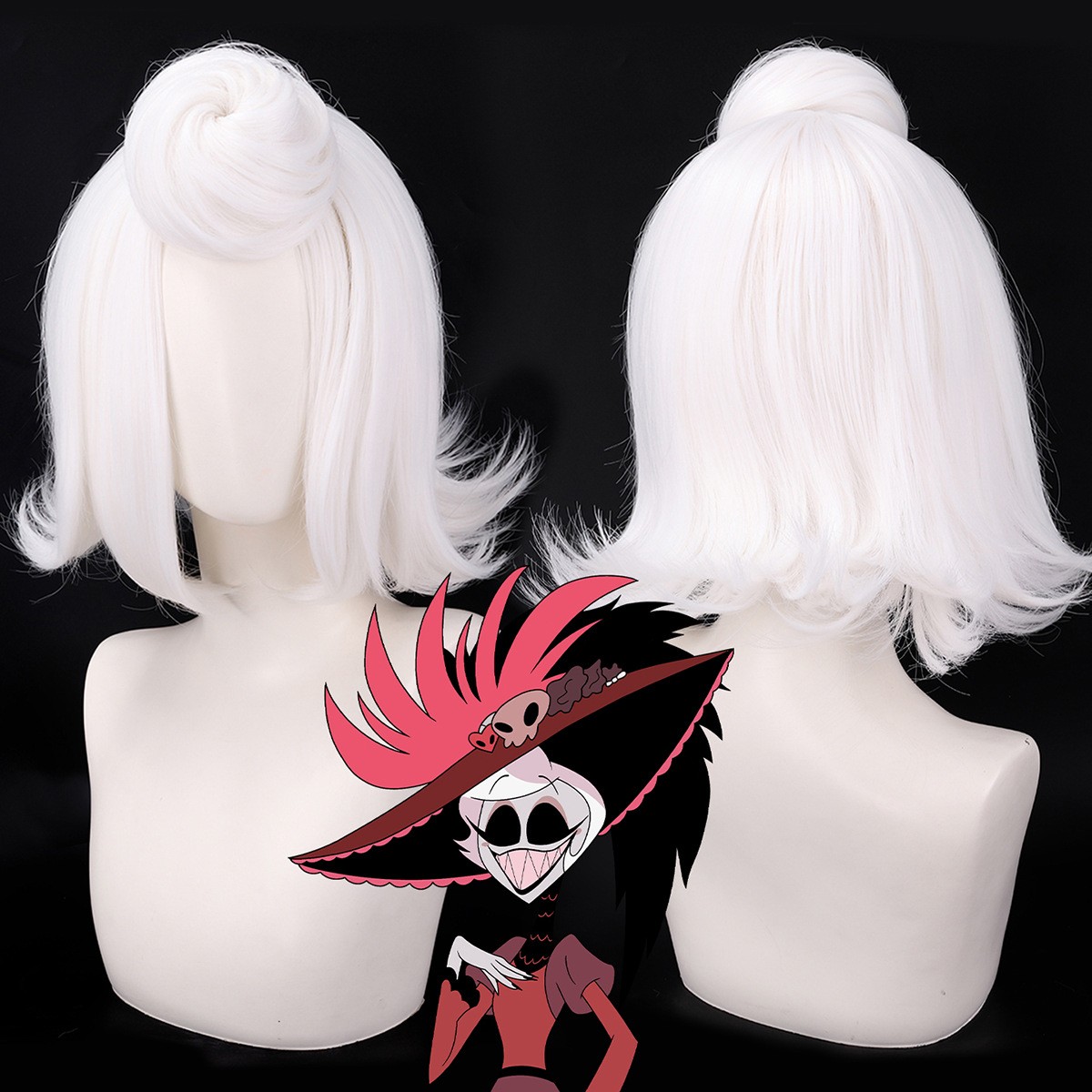 Peruca de Cosplay Anime Hazbin - Cosplay Anime White Hair avaliação e preço