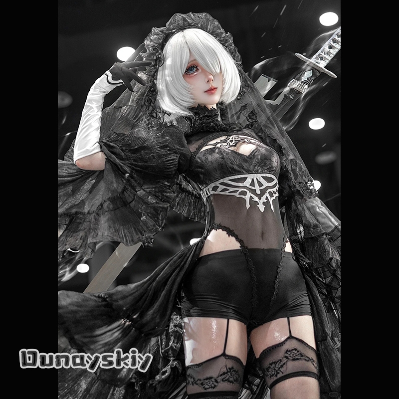 825NieRAuomta 2B Fanart Maid O - Anime Cosplay Photoshoot avaliação e preço